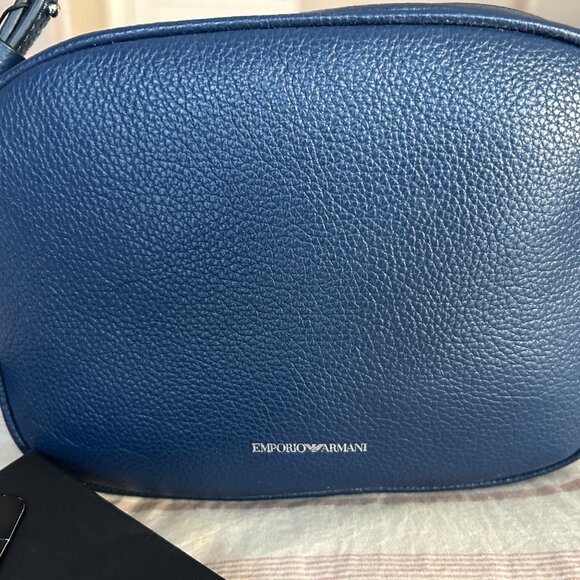 Emporio Armani Midnight Blue Leather Camera Case St Cervo Shoulder Bag - Picture 11 of 11